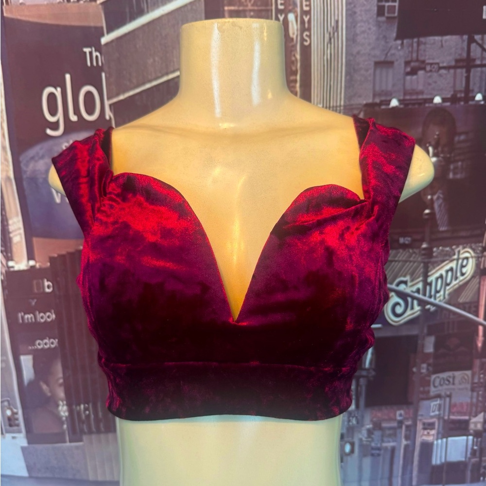 Velvet Burgundy Low Cut Top